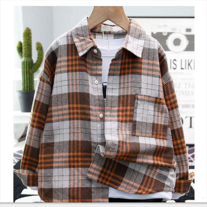 

baby boys long sleeved shirt 3 13 years old brushed plaid fabric childrens for kids fashion girl, White;black