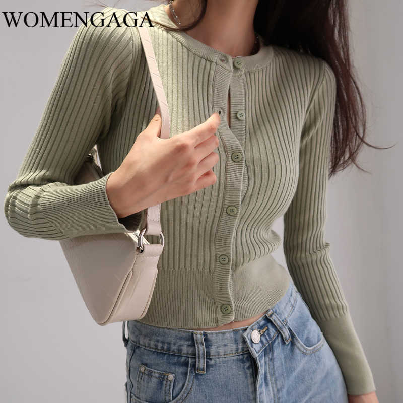 

WOMENGAGA Autumn Winter Women Button Front Long Sleeve Cardigan Top Knitting Sweater Buttons 2085 210603, Blue