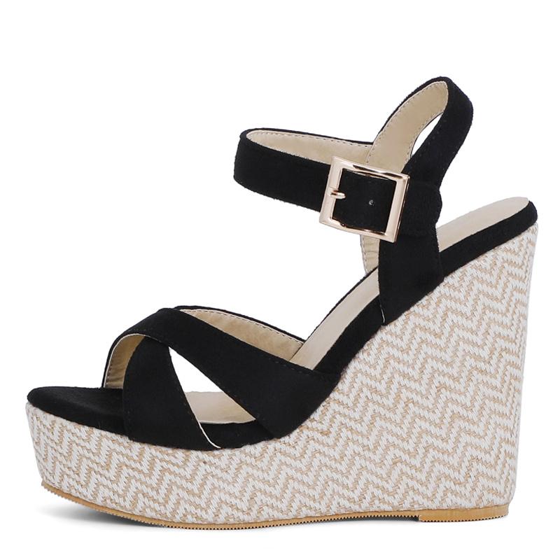 

Dress Shoes Summer Sandals For Women Fashion Wedge Heels Gladiator Platform Casual Party Female Flip Flops Large Size, Black