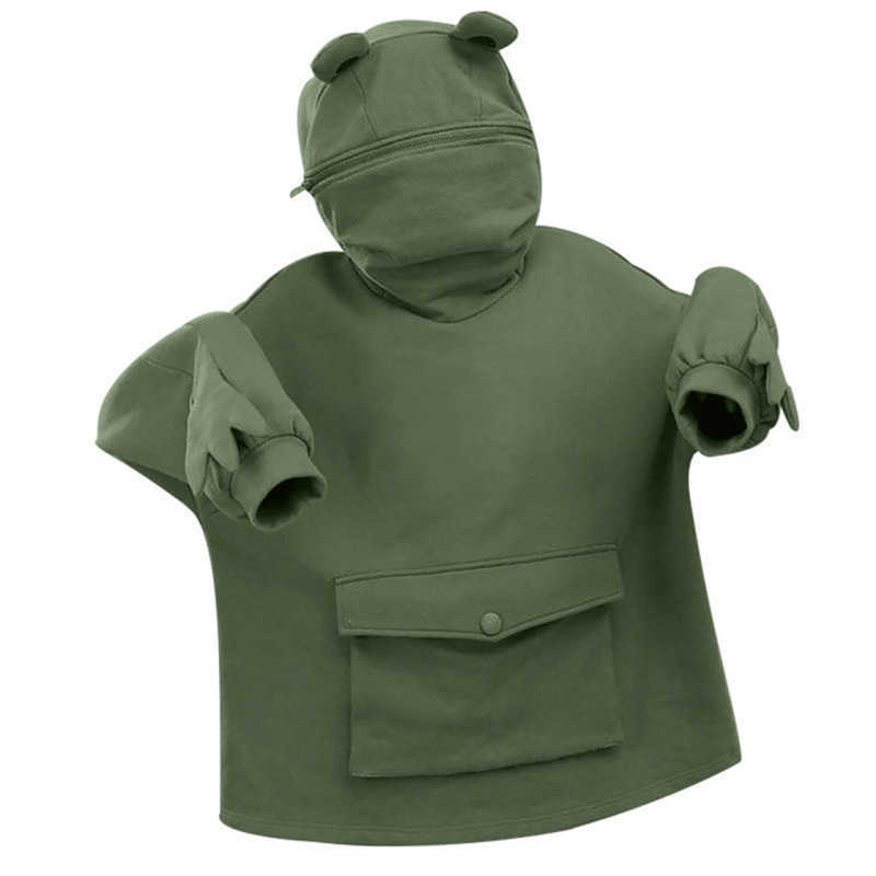 

Harajuku Women Hoodie Frog Pullover Winter Sense Hooded Casual Sweatshirts Autumn Embroidery Loose Top Doll Decoration Hoodies 210720, 005