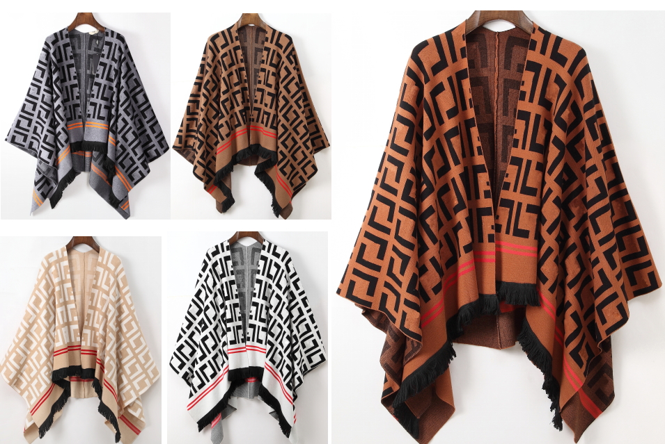 

Women S Cape Classical Womans Cloak With F logo Printed High Quallity Autumn Spring Winter Cardigan Design Knitting Top Fringe, Customize