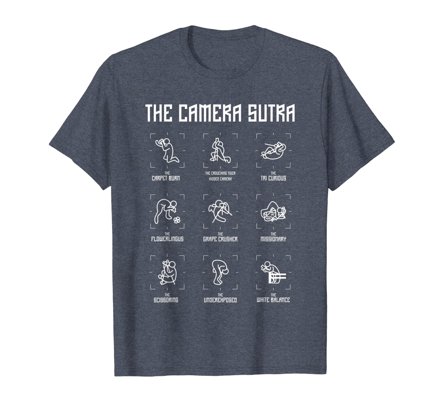 

the camera sutra t-shirt funny pgrapher poses tee gift t-shirt, White;black