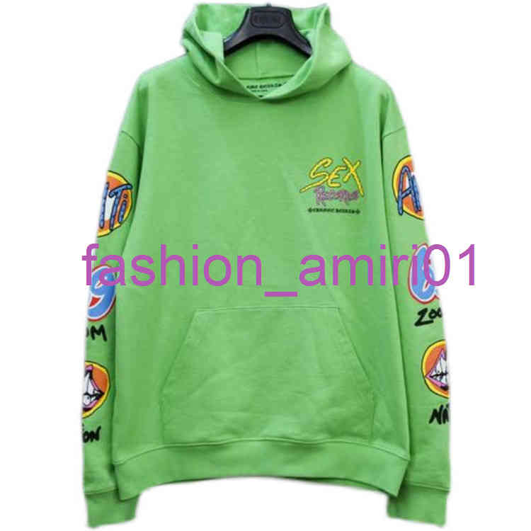 

Fashion Brand Heart New Fashion Trend Chrome Croxin Green Cartoon Letter Graffiti Casual Hooded Sweater Coat, Black