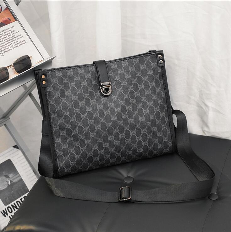 

Factory wholesale men handbag retro crazy horse leather leisure briefcase black Joker leathers handbags personalized trend printing business shoulder bag, Black2(boutique box)