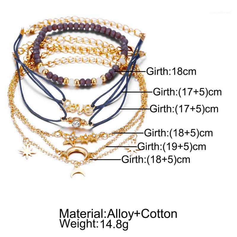 

South Korea's Love Five-pointed Star Moon Bracelet Six-piece Set Bangle