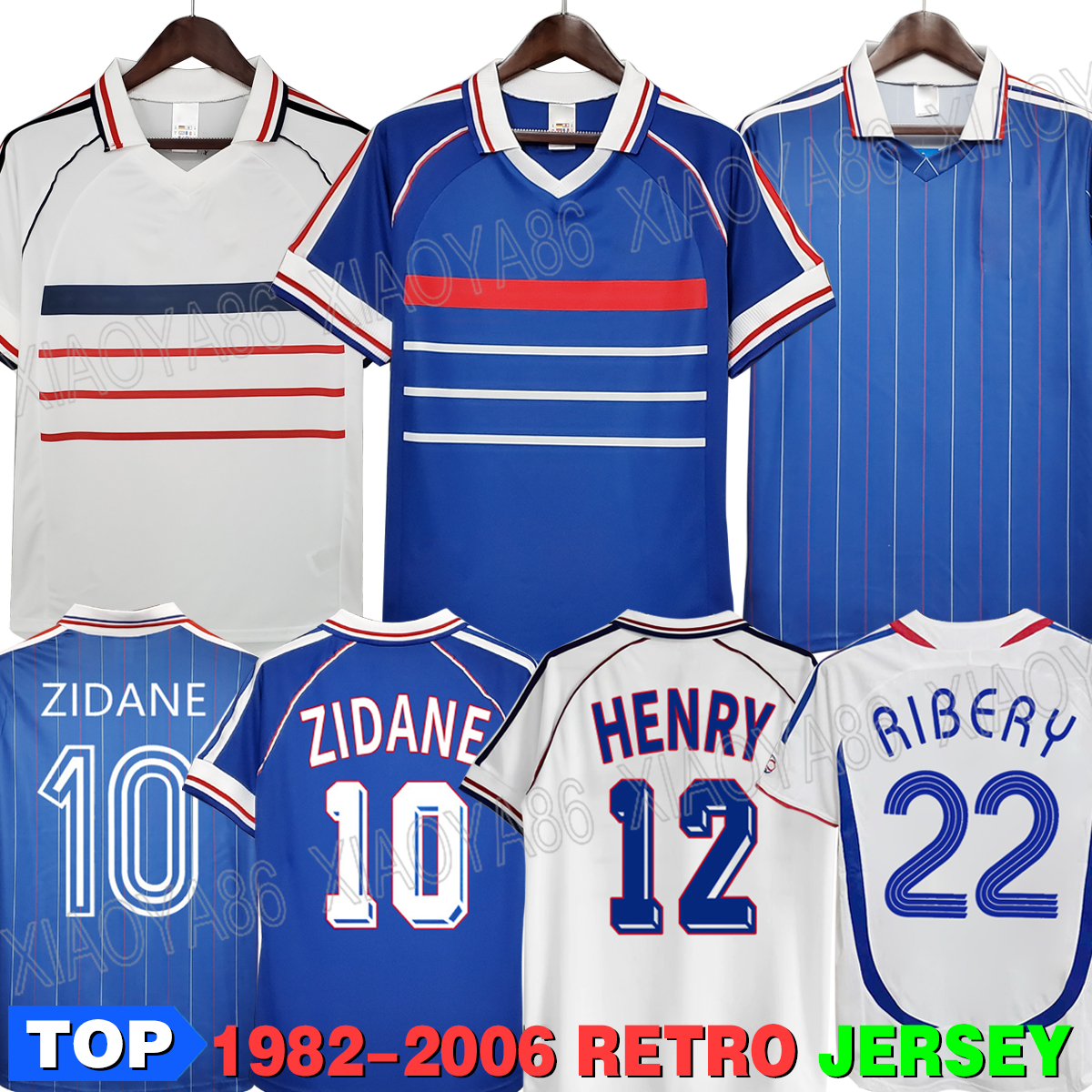 

1998 FRANCE retro soccer jerseys 82 84 86 96 98 00 02 04 06 ZIDANE HENRY MAILLOT DE FOOT football shirts REZEGUET DESAILLY Classic Vintage J, Black;yellow