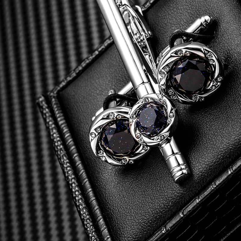 

KFLK jewelry High Quality necktie clip for tie pin for mens tie bars cufflinks tie clip set guests Brand cuff links buttons L0310, Silver;golden