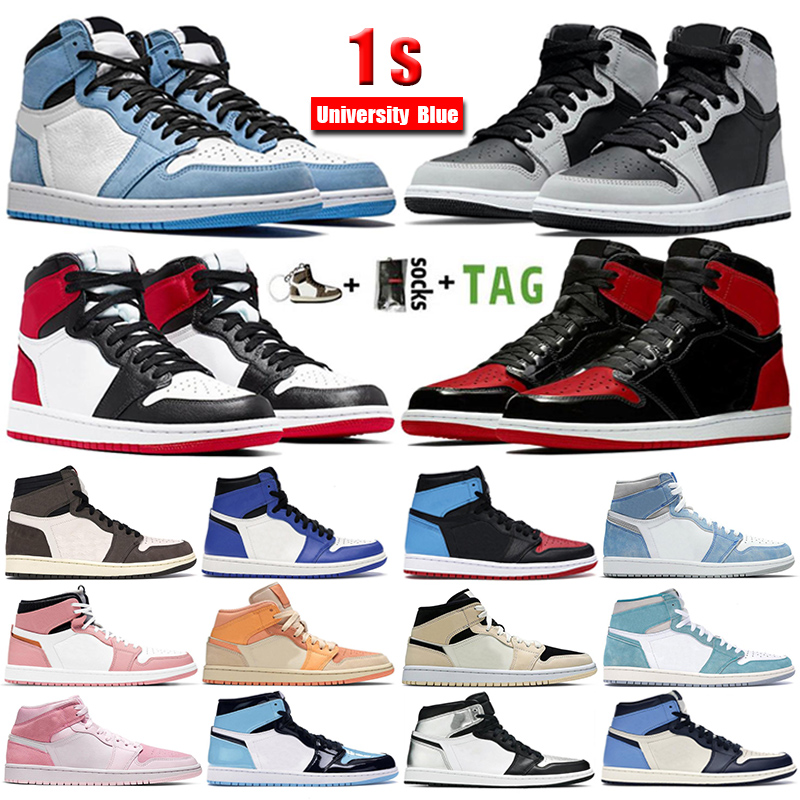 

Newest 1s Mens Basketball Shoes University Blue 1 UNC Dark Mocha Hyper Royal Pine Green Paint Drip Men Sports Women Sneakers Trainers