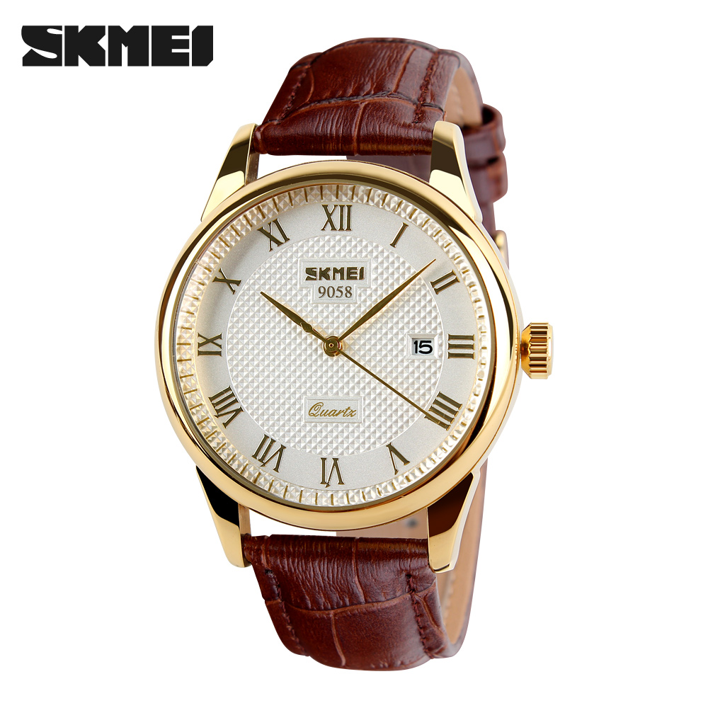 

Mens Watches Top Brand Luxury Quartz Watch Skmei Fashion Casual Business Wristwatches Waterproof Male Watch Relogio Masculinog, Silver brown