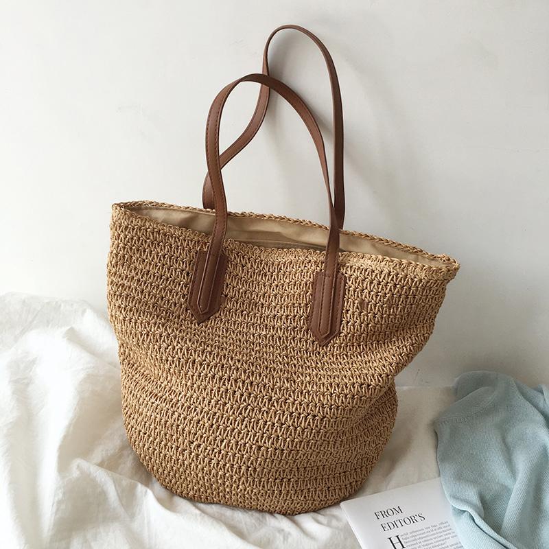 

Evening Bags Fashion Women Straw Woven Bag Casual Underarm Shoulder Ladies Vintage Summer Vacation Beach Large Capacity Tote Handbag