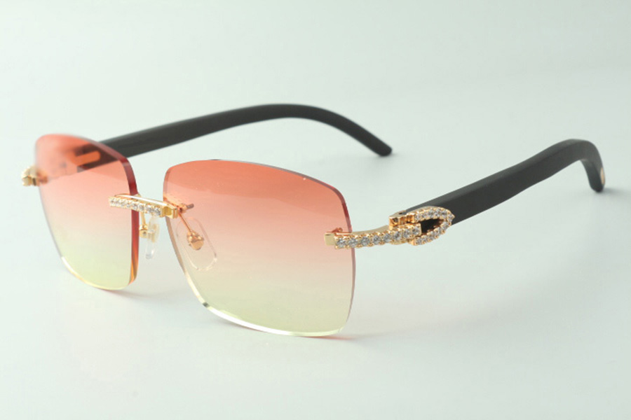 

Designer medium diamond sunglasses 3524025 with black wood arms glasses, Direct sales, size: 18-135mm