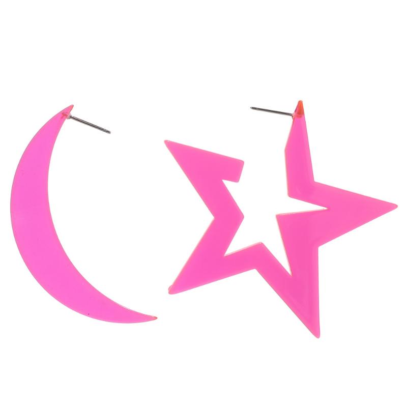 

80s Neon Earrings Star Moon Acrylic For Women Girls Hoop & Huggie