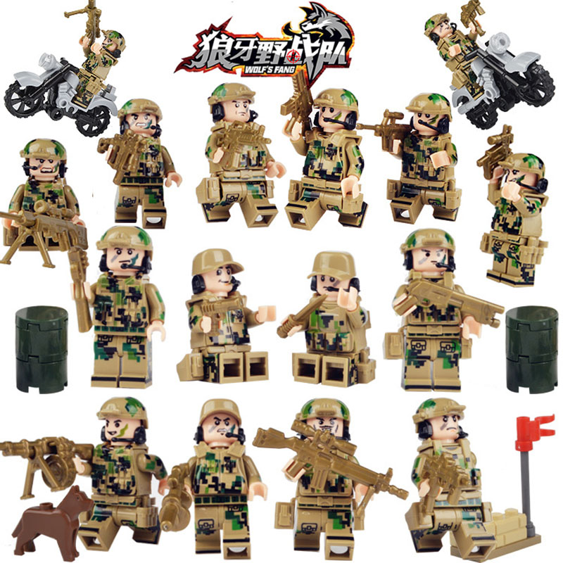 

8PCS Captain Carter Minifig Children Mini Spike Field Team kits Military Police Cartoon Doll Minifigure Accessories Assembled Building Block Toy Kids Gift