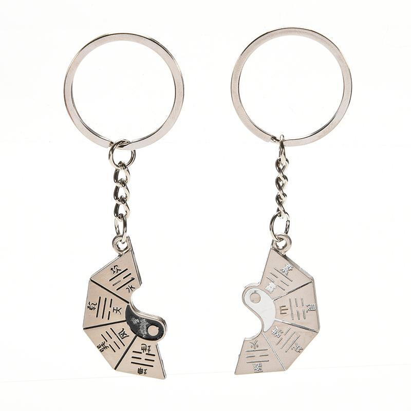 

Keychains 1 Pair Keyring Keyfob Lovers BBF Key Ring Holder Love Heart Friends Gift Couple Bottle Beer Cap Opener, Silver