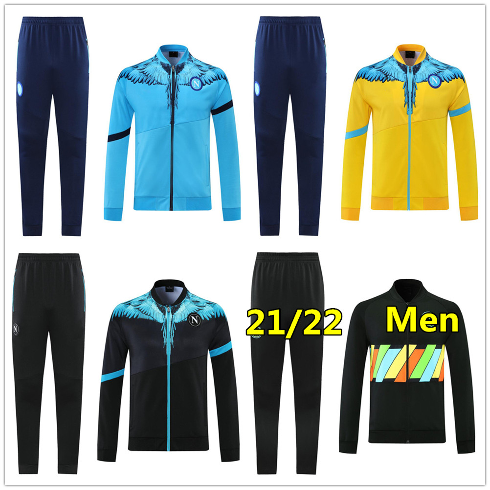 

21 22 Mens Napoli soccer tracksuit Full zip jacket 2021 2022 men football jackets survetement de foot tuta chandal, 17