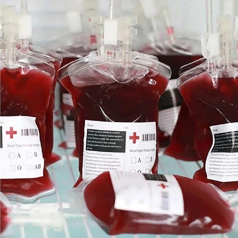 

Party Decoration Halloween Blood Container Bag Vampire Zombie Cosplay Beverage 3Pcs Transparent Drink For Child Supplies