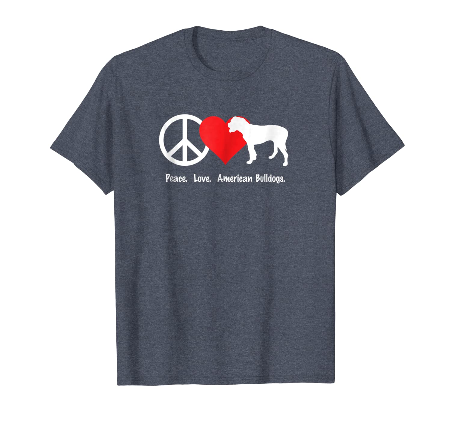 

peace love american bulldogs t-shirt shirt tee - dog pup, White;black