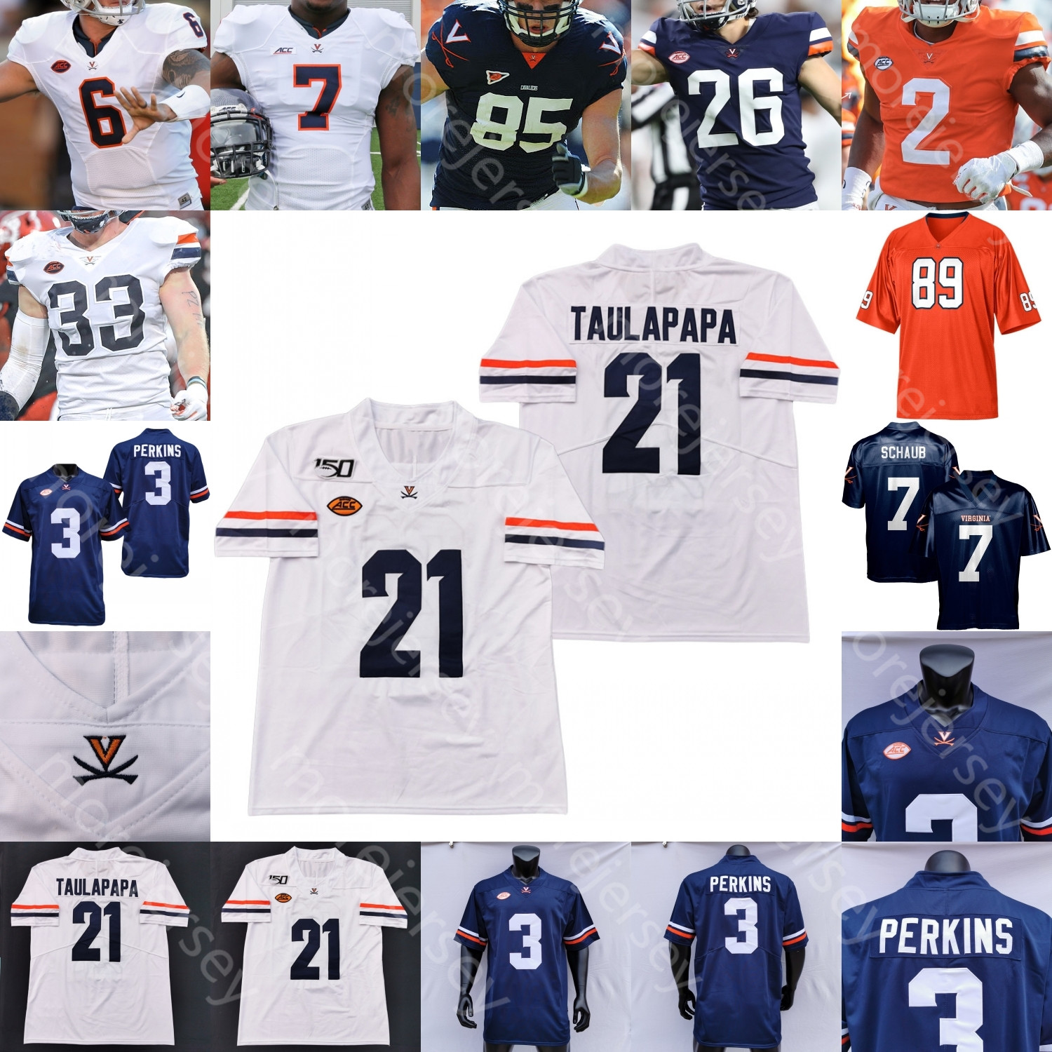

Virginia Football Jersey NCAA College Wayne Taulapapa Brennan Armstrong Iraken Armstead Keytaon Thompson Wicks Demick Starling Long Matt Schaub Bryce Perkins, White ii