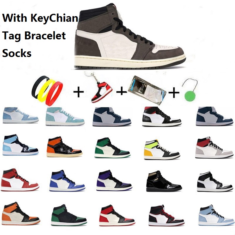 

Dunks Top Quality OG Men Womens Basketball 1 Outdoor Shoes Obsidian UNC Turbo Green Bio Hack Retroes High 1s Zoom Trainers With socks GIFTS, Shoelaces