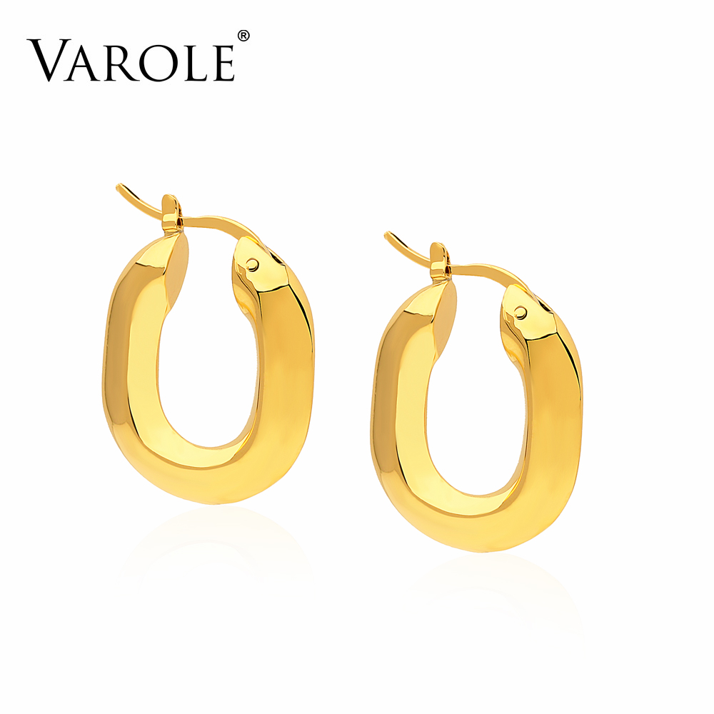

VAROLE Simple Earrings For Women Gold Color Geometry Hoops Earings Fashion Jewelry Gifts Kolczyki