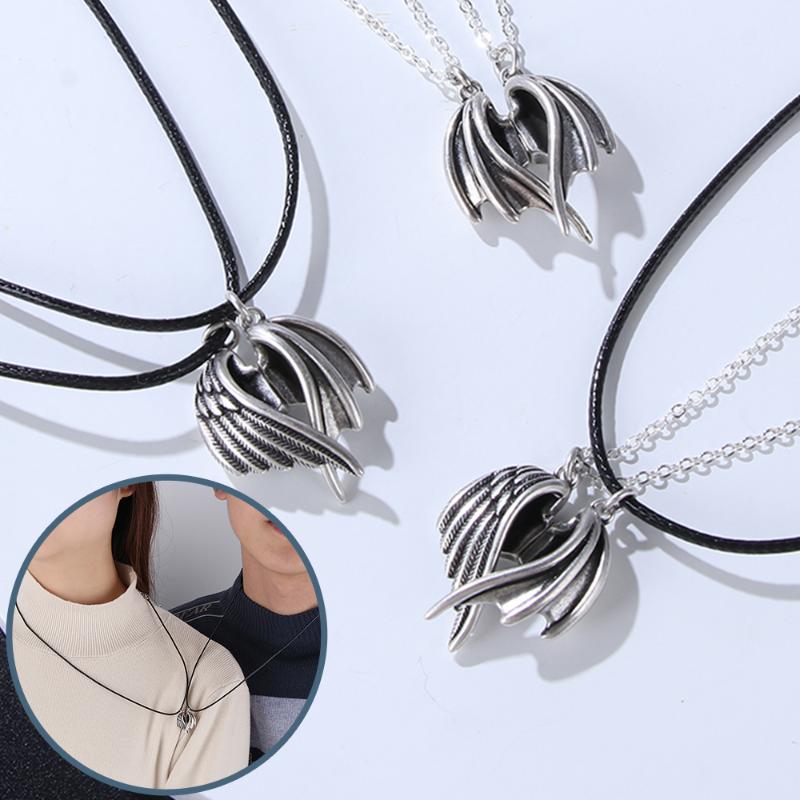 

Chains 2Pcs Necklace Attracting Magnet Chain A Pair Of Stitching Individuality Creative Jewelry Gifts Women Men, Silver