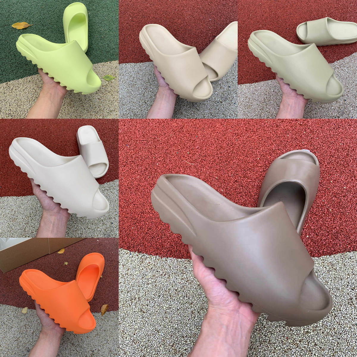 

Latest kanye Mens shoe Slipper women Slides foam runner Moon Graffiti Bone Resin Desert Sand Summer Rubber Slippers Brown Flat Beach Foam sandals