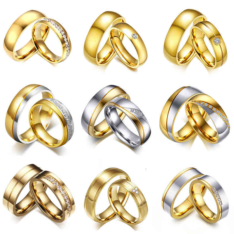 

Vnox Gold Color Wedding Bands Ring for Women Men Jewelry Stainless Steel Engagement Rings Couple Anniversary Gift Amazing Price