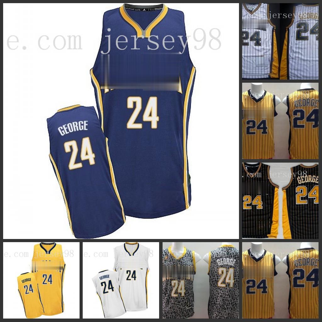 

Indiana Pacers men 24 Paul George men retro Basketball Jersey, Black
