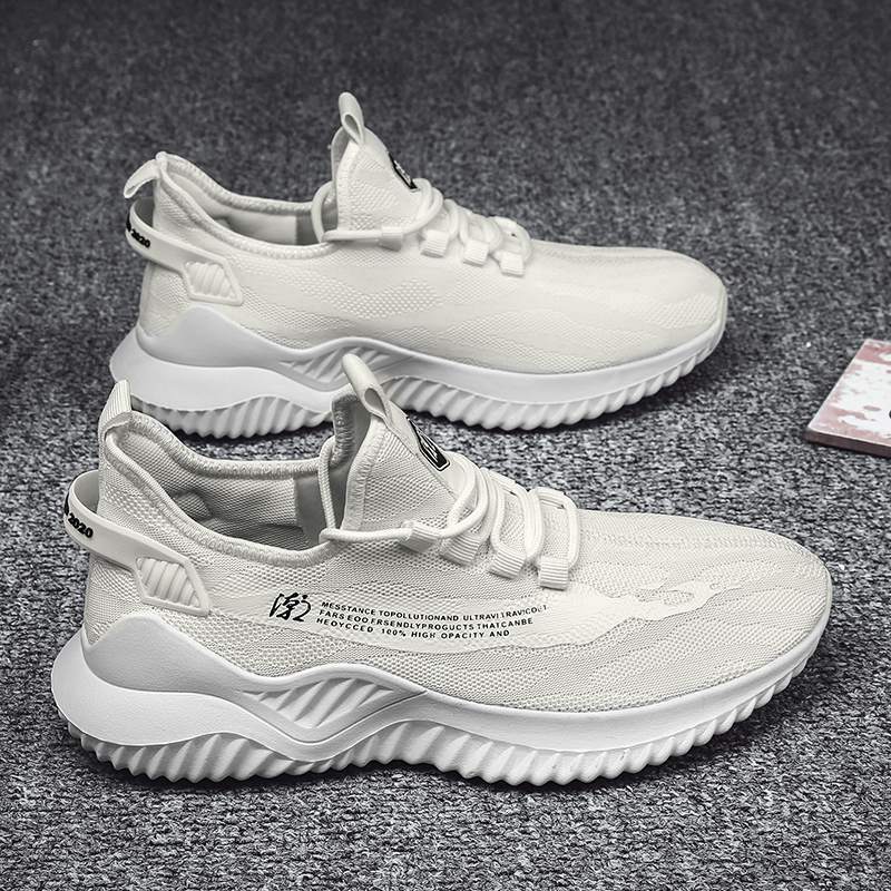 

Low-top men sports running shoes casual mesh flying white black beige men's breathable outdoor jogging walking, A1