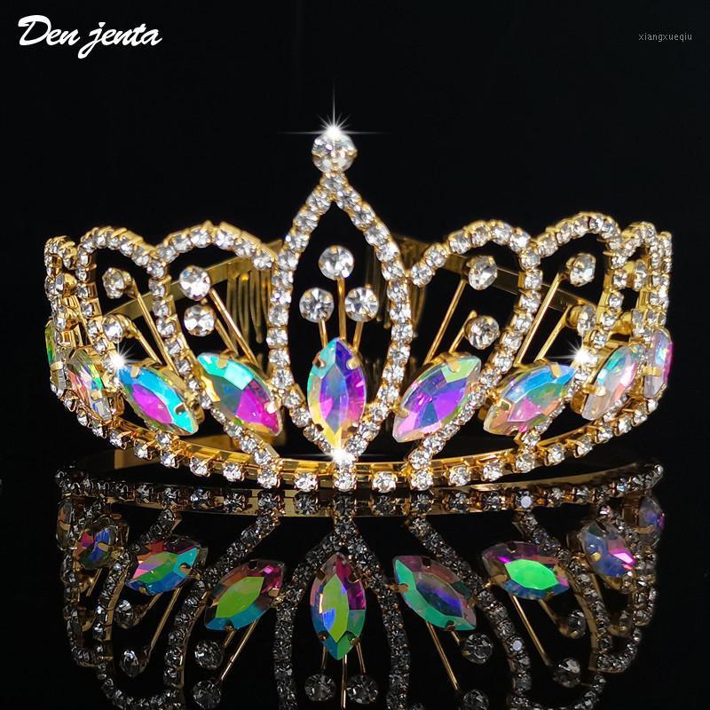 

Fashion Baroque Luxury Crystal AB Bridal Crown Tiaras Diadem For Women Bride Wedding Hair Accessories Jewelry Clips & Barrettes, Golden;silver