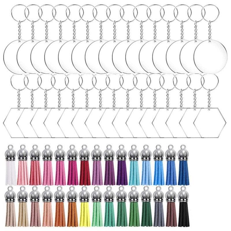 

Keychains Creative DIY Handicraft Souvenirs Transparent Round Acrylic Key Angel Wings Keychain Pendant