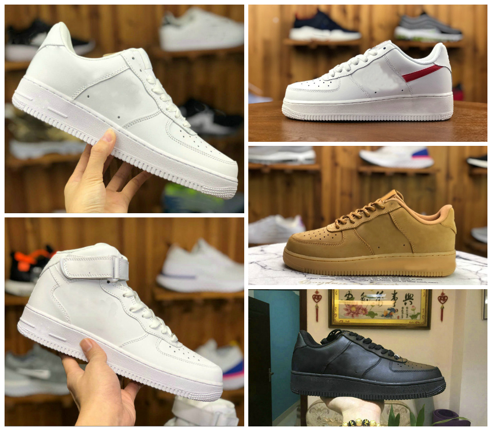 

Top Quality 2021 Forces Men Low Skateboard Running Shoes Cheap One Unisex 1 Knit Euro Air High Women All White Black Red Leather Trainer Sne