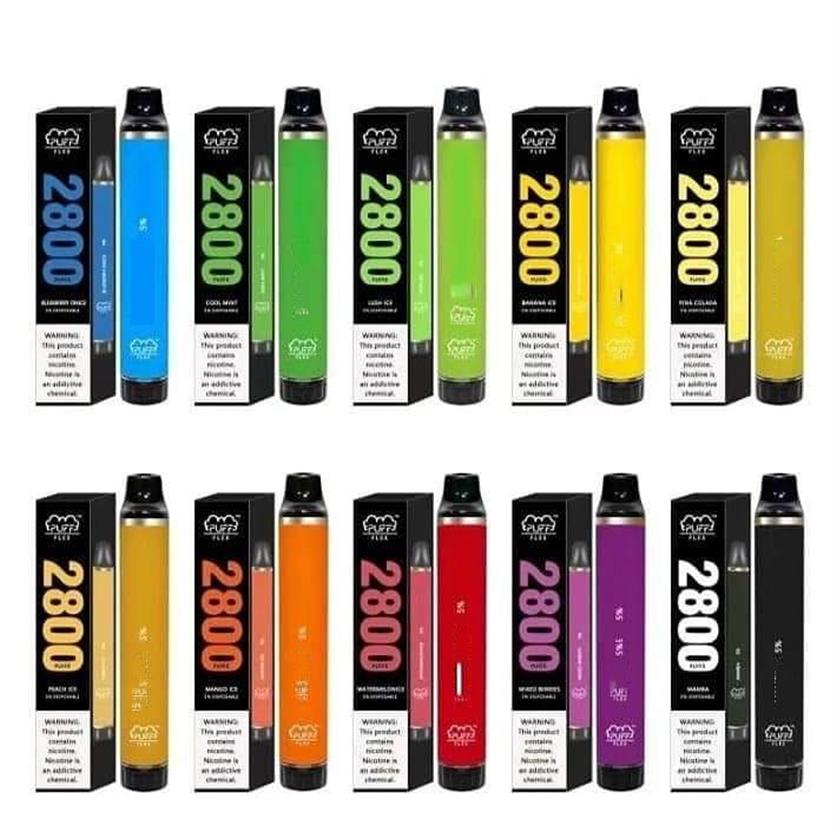 

PUFF FLEX Disposable Cigarettes 2800 Puffs Bars Vape Pen 10ML Pods Cartridge Pre-Filled Portable Vapor
