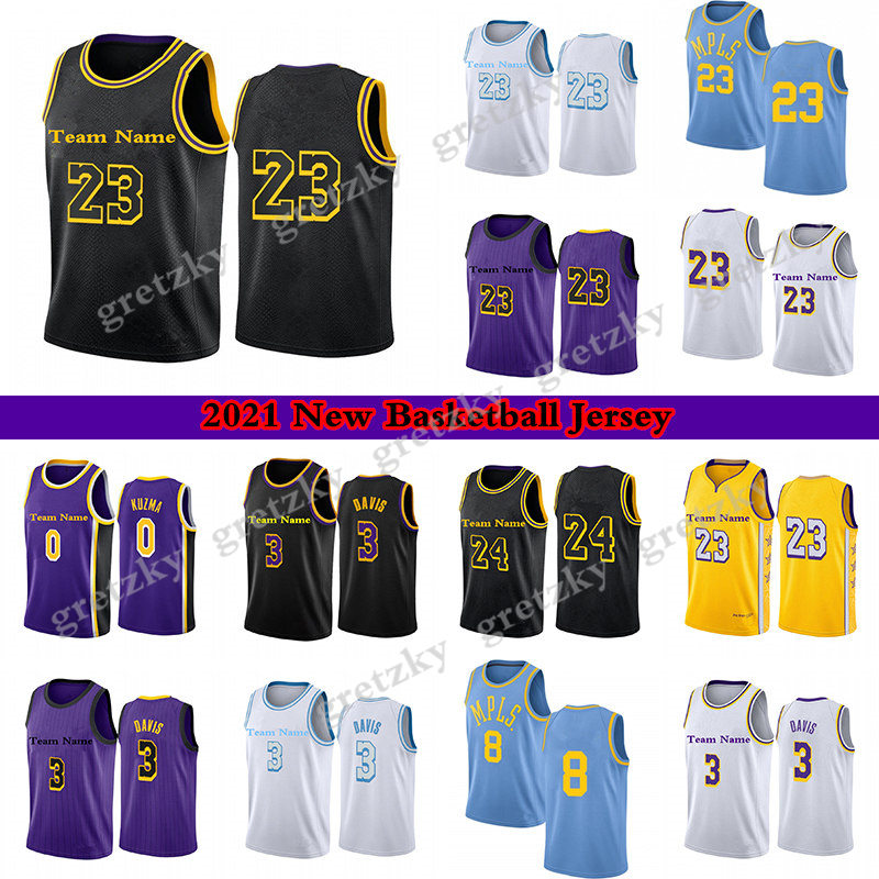 

Los 3 Davis 23 Angeles LeBron Jersey James Black Mamba Anthony Basketball Jerseys, Blue