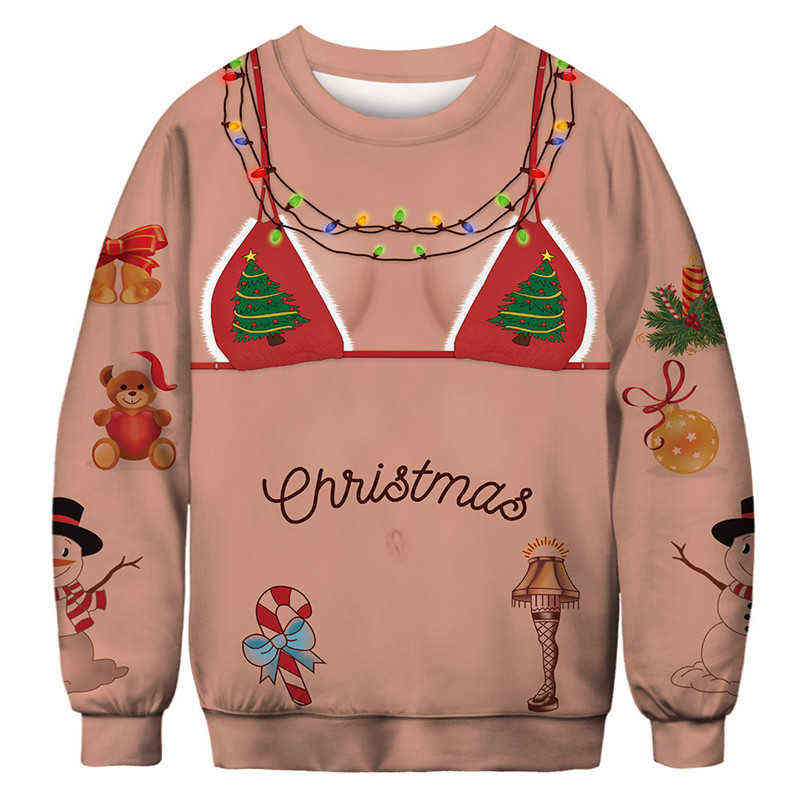 Pull de Noël Nouveauté Drôle Light Up Pull de Noël moche pour hommes et femmes Impression 3D Pull Pulls Pull chaud Y1118