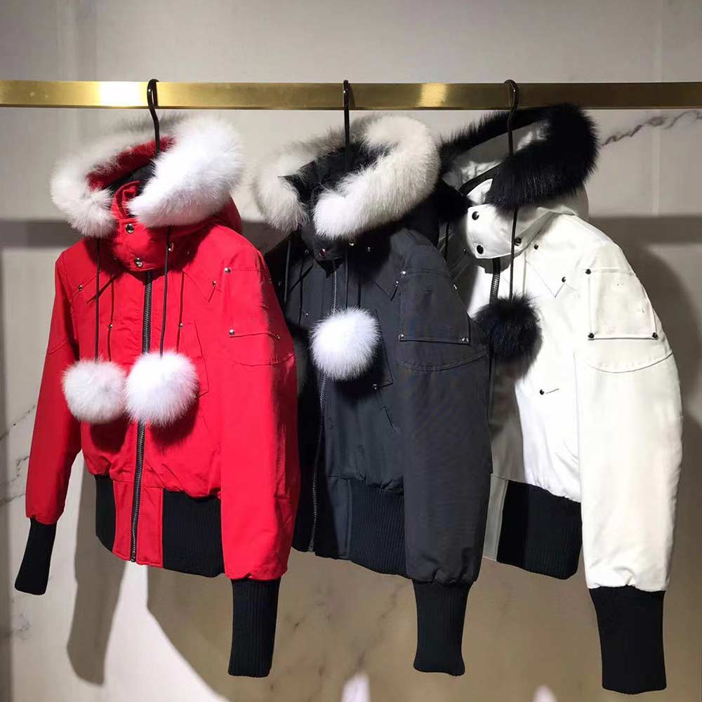 

Newest Women Homme Winter Down Jacket knuckle Doudoune Parka Outerwear Big Fur Hooded Woman Moose Downs Jackets Coats, Black