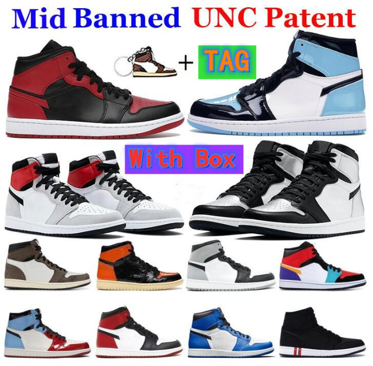 

Mens 1 1s High Dark Mocha Midnight Navy basketball shoes Mid light smoke grey Twist Chicago bred Toe Sneakers women sports trainers