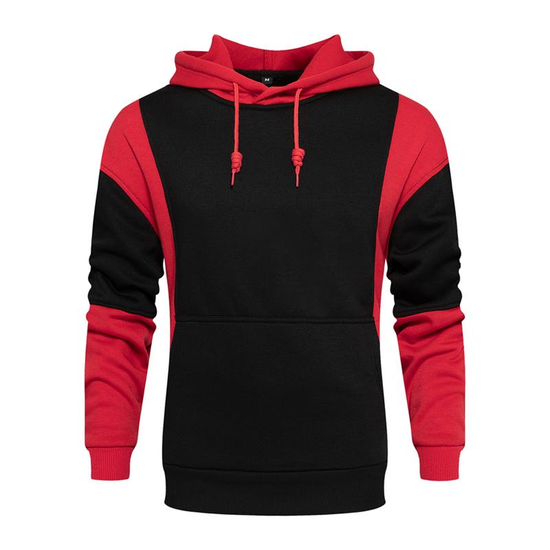 

Men's Hoodies & Sweatshirts Autumn Slim Casual Patchwork Hooded Long Sleeve Sweatershirts Top Blouse Hip Hop Pullover Sports Sweatshirt, Black