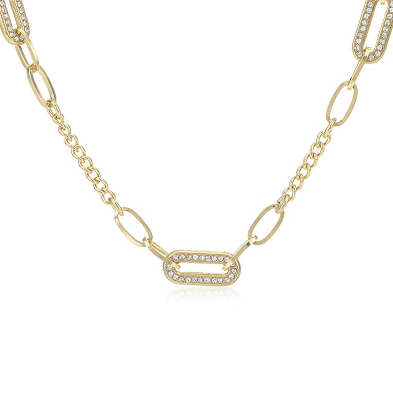 

Pendant Necklaces Stainless Steel Pin Shape Geometry Clavicle Chain Crystal Choker Fashion Party Wedding Jewelry Accessory Gift