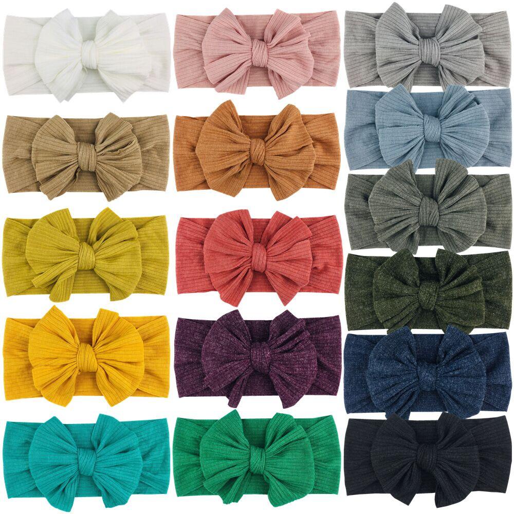 

Baby Girls Headband Solid Girl Knotted Wide Brim Headbands Bow Nylon Hairband Candy Color Fashion Hair Accessories 16 Colors, As pic