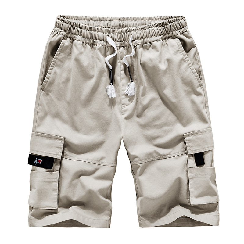 

mens summer shorts pants cotton tooling shorts loose large size casual trousers casual fashion drawstring shorts fitness pocket design, Black