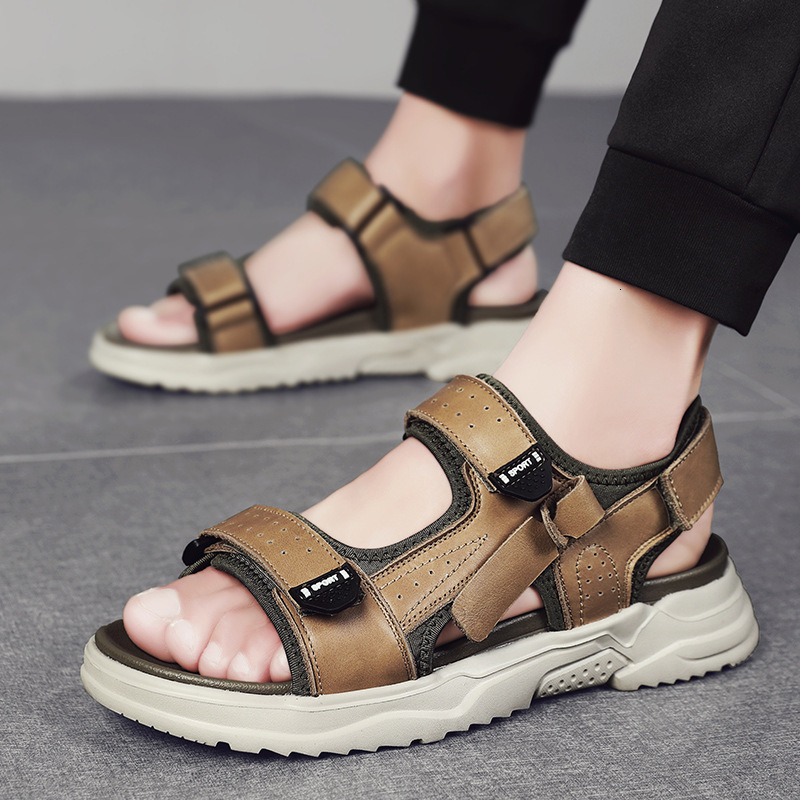 

Slippers Fashion men's shoes summer fashion breathable casual beach soft soled sports wear trend sandals UDP7, 1# shoe box