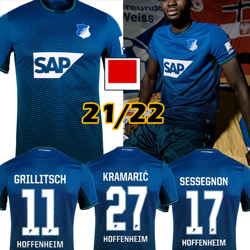 

21 22 TSG 1899 Hoffenheim soccer Jerseys home KRMARIC BAUMGARTNER GRILLITSCH SESSEGNON BEBOU SAMASSEKOU 2021 2022 JERSEY FOOTBALL SHIRTS, 21 22 home