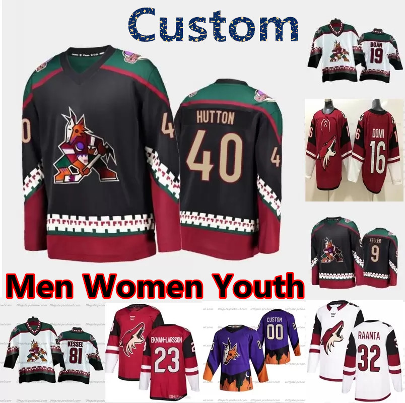 

Arizona Coyotes Jerseys 2021 Hockey Jersey Classic Road White Phil Kessel Custom Shane Doan Jakob Chychrun Clayton Keller Dylan Guenther Jer, Black;red