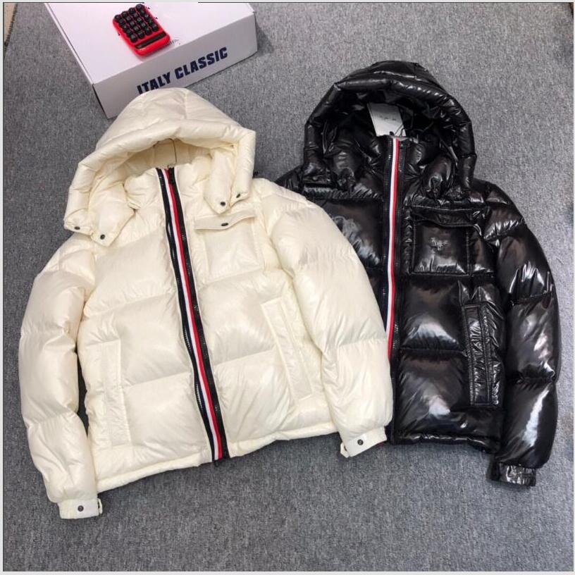 

Men Hooded Down Coat Thick Soft Warm Double Zipper Waterproof Parkas pocket design Black White Jacket Size 12345