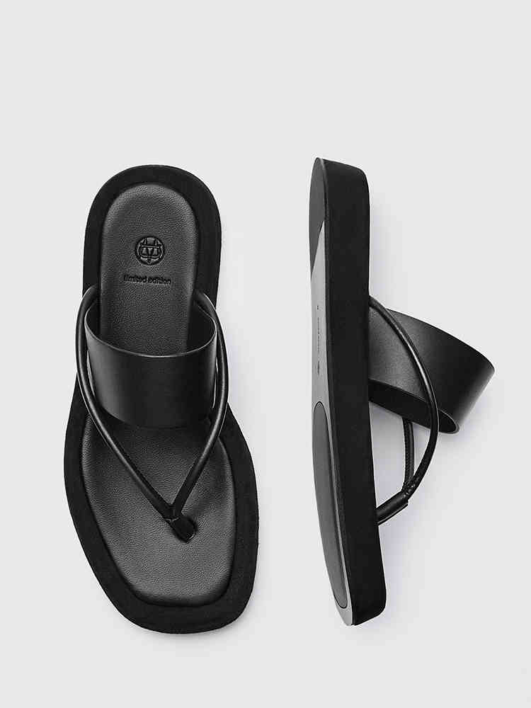 

Slippers Sheep soft sandals for women, slippers with thick soles, vintage summer fashion women 3HDH, Black