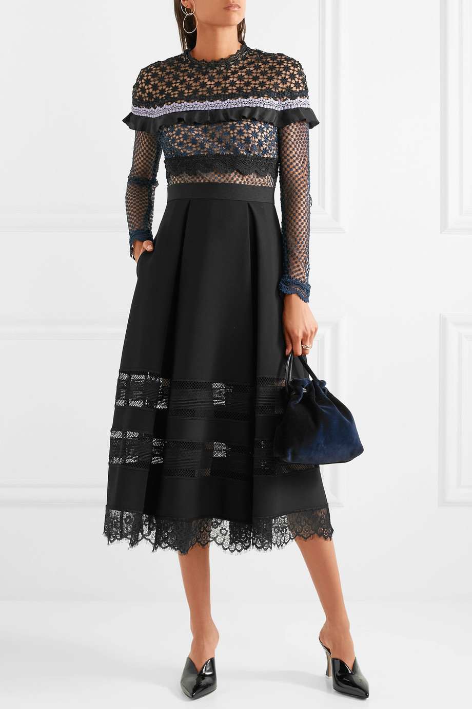 Casual Dresses High Quality Summer Self Portrait Women Long Sleeve Patchwork Lace Dress Party Vestidos 21HF-image-699562923