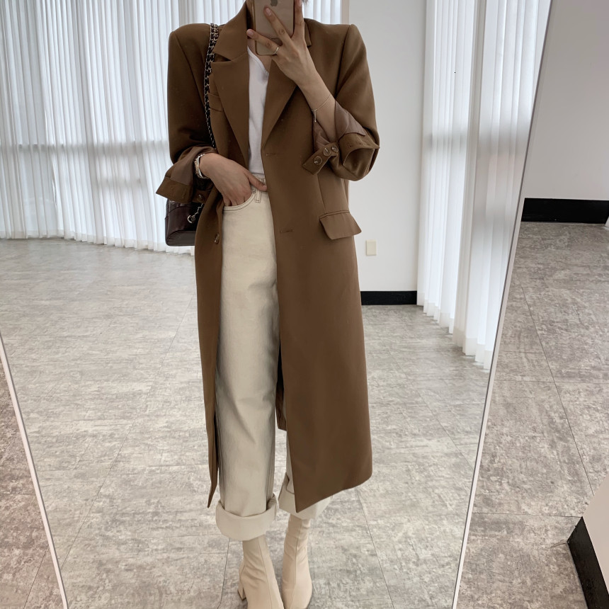 

Women's Wool & Blends long jacket ladies at the office trench coat's carved thin fashion single breasted autumn and winter outerwear JOQZ, 1# shoe box