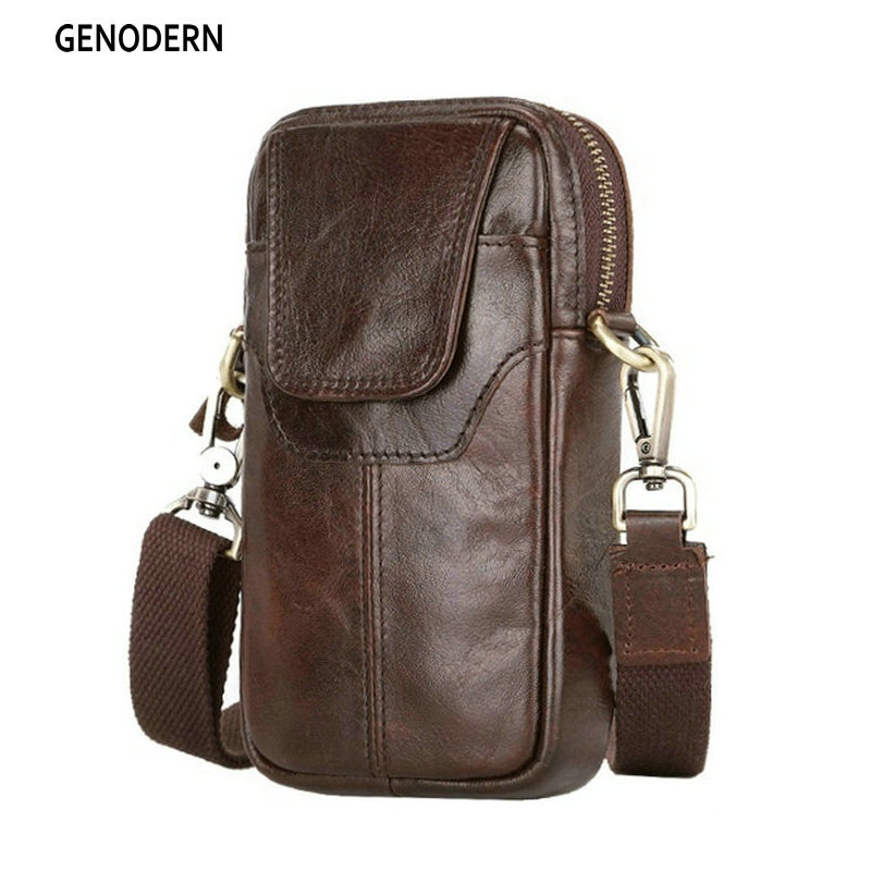 

Genodern Genuine Leather Small Shoulder for Men New Travel Fanny Pack Belt Loops Hip Bum Waist Bag Mobile Phone Pouch, Black;brown