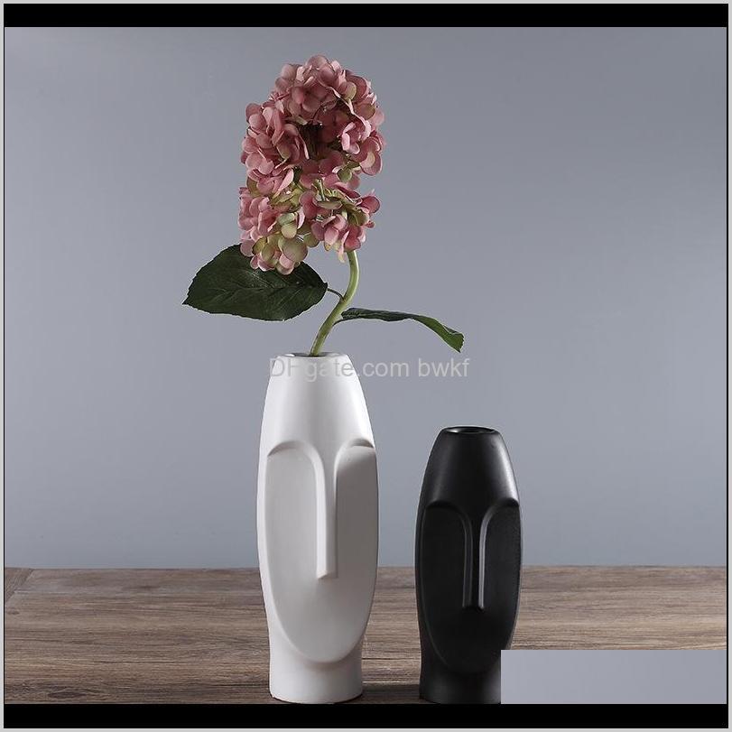 

Vases Décor Home & Gardenminimalist Ceramic Abstract Black And White Human Face Creative Display Room Decorative Figue Head Shape Vase Drop D